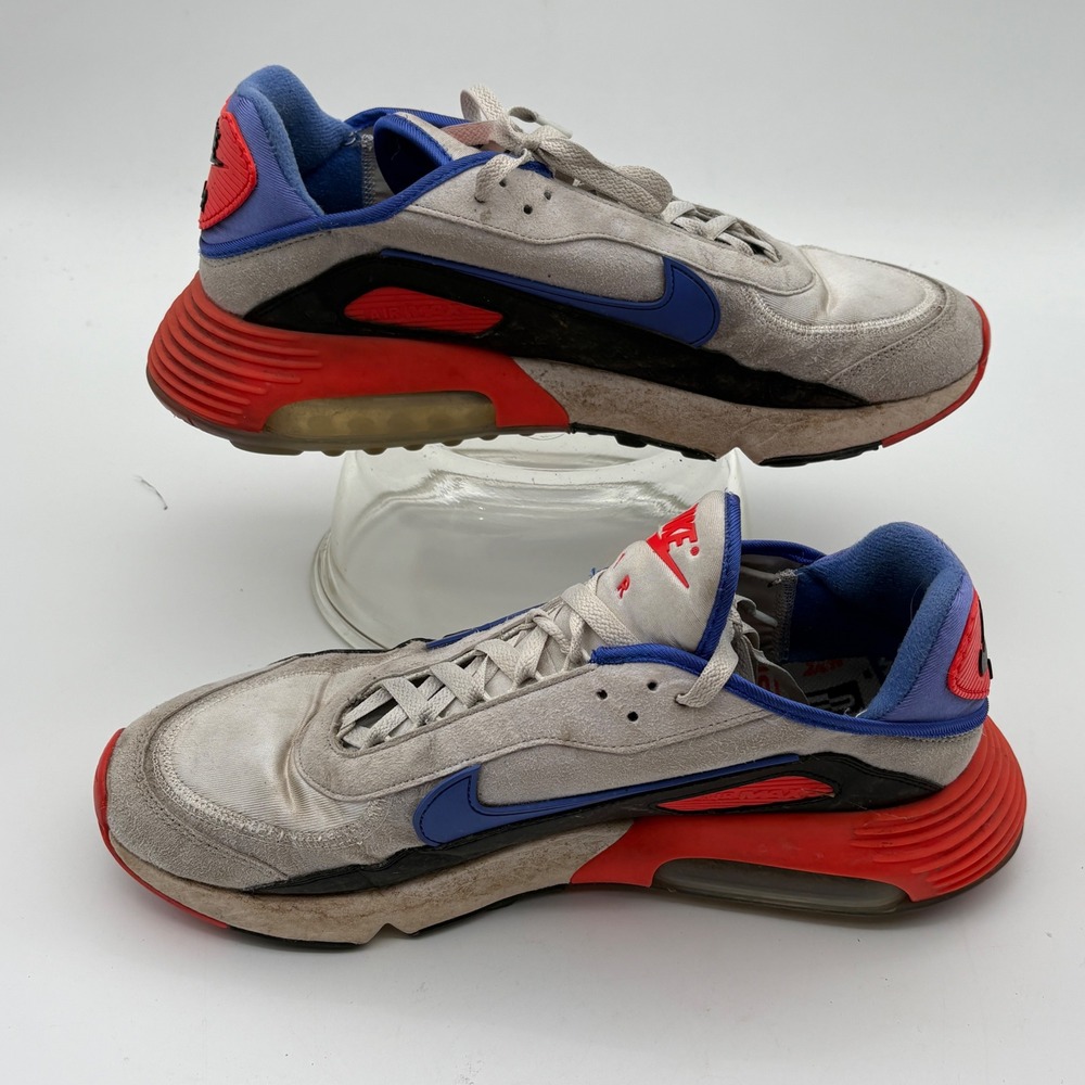 Nike Air Max 2090 Grey Blue Red Black Suede Athletic Sneakers Mens Size 13